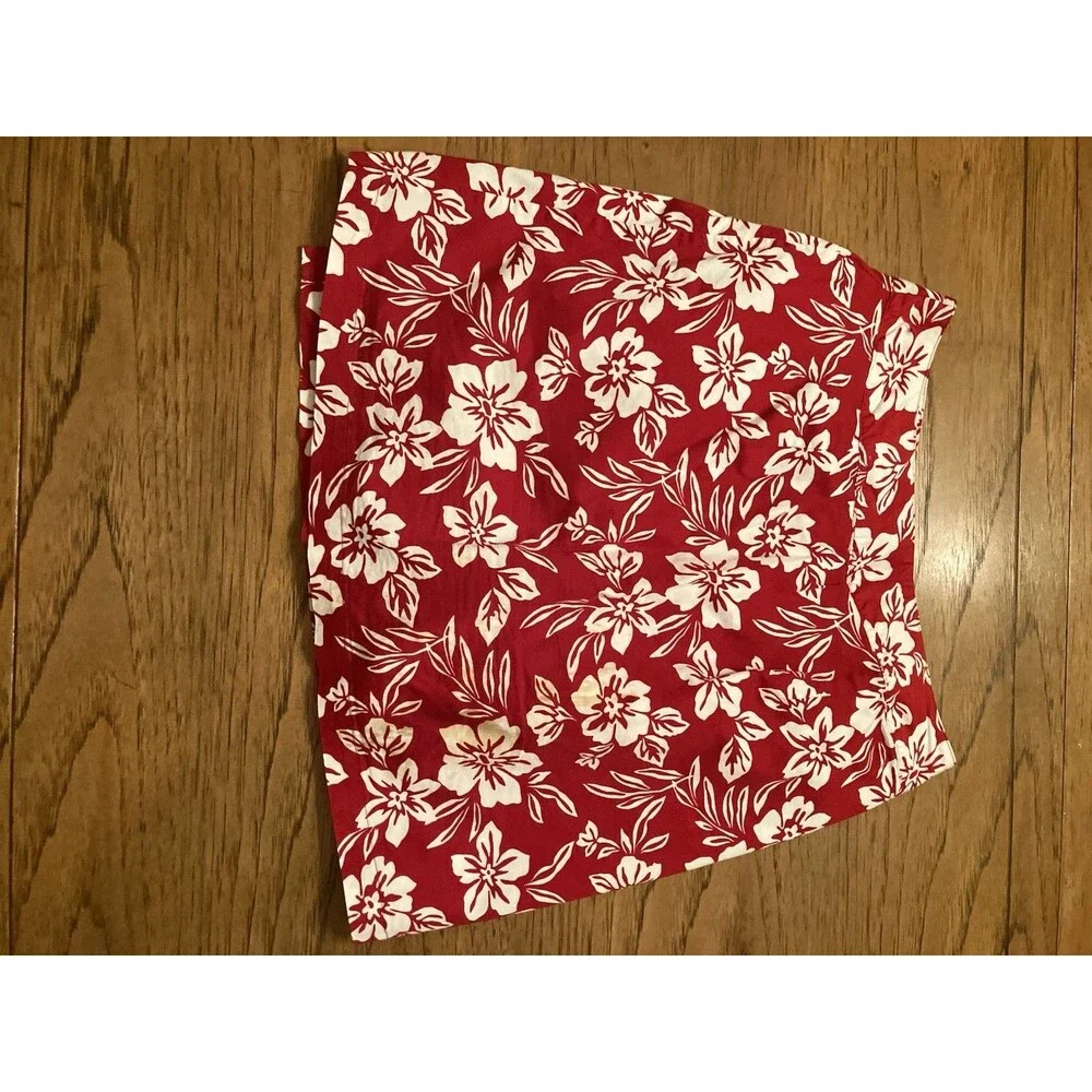 Jennifer Moore Women’s Red White Floral Twill Mini Skirt Zip Closure Size 6